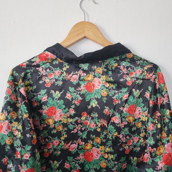 Victorias Secret Floral Sleep Shirt Black Gold Label Small - Picture 5 of 5
